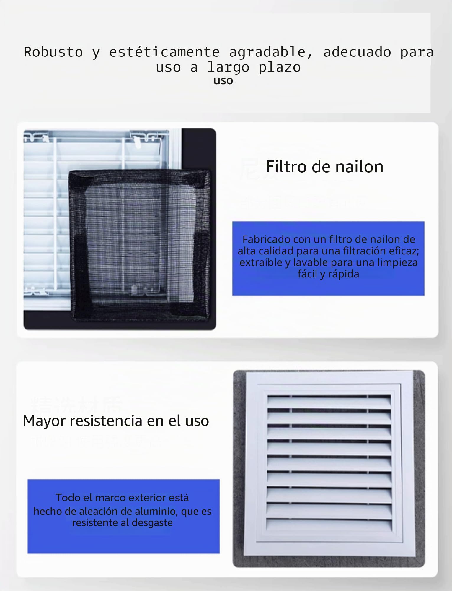 Rejilla de ventilación mural abatible de aluminio con rejillas de ventilación, rejilla de ventilación exterior impermeable for pared(50x50cm/19.5x19.5in)