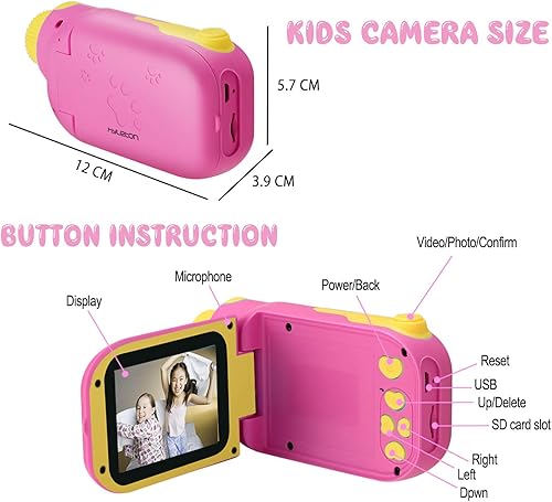 Miniatura 8 de Hyleton 1080P FHD Cámara de video digital para niños Videocámara con pantalla de 24 para niños de 3 a 10 años