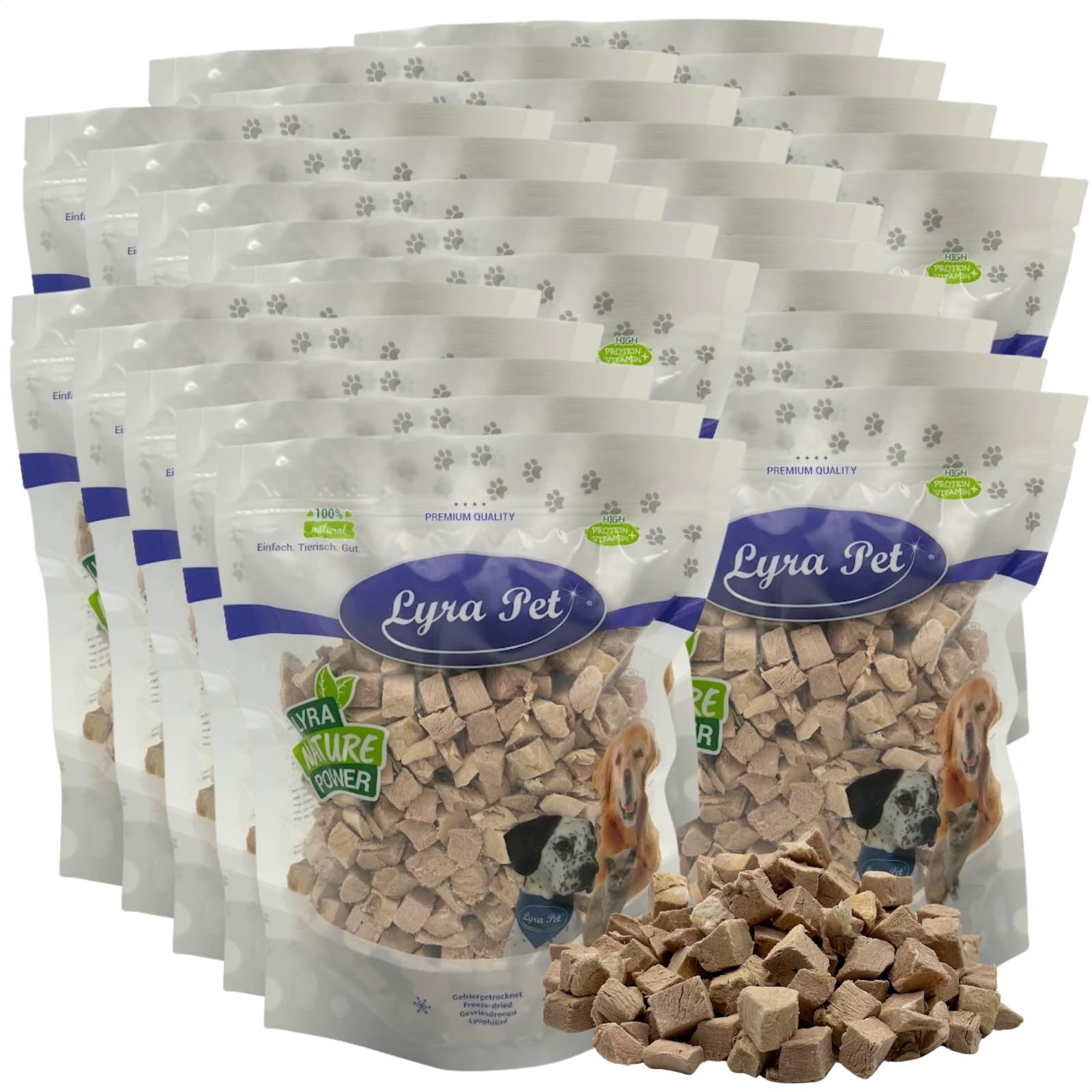 Lyra Pet® 5 kg (25x200 g) Entenbrustwürfel gefriergetrocknet Hund & Katze | Snack aus Ente für Hunde & Katzen - Getreidefreies & fettarmes Leckerli - Auch für Kitten, Welpen & Senioren - Proteinreich