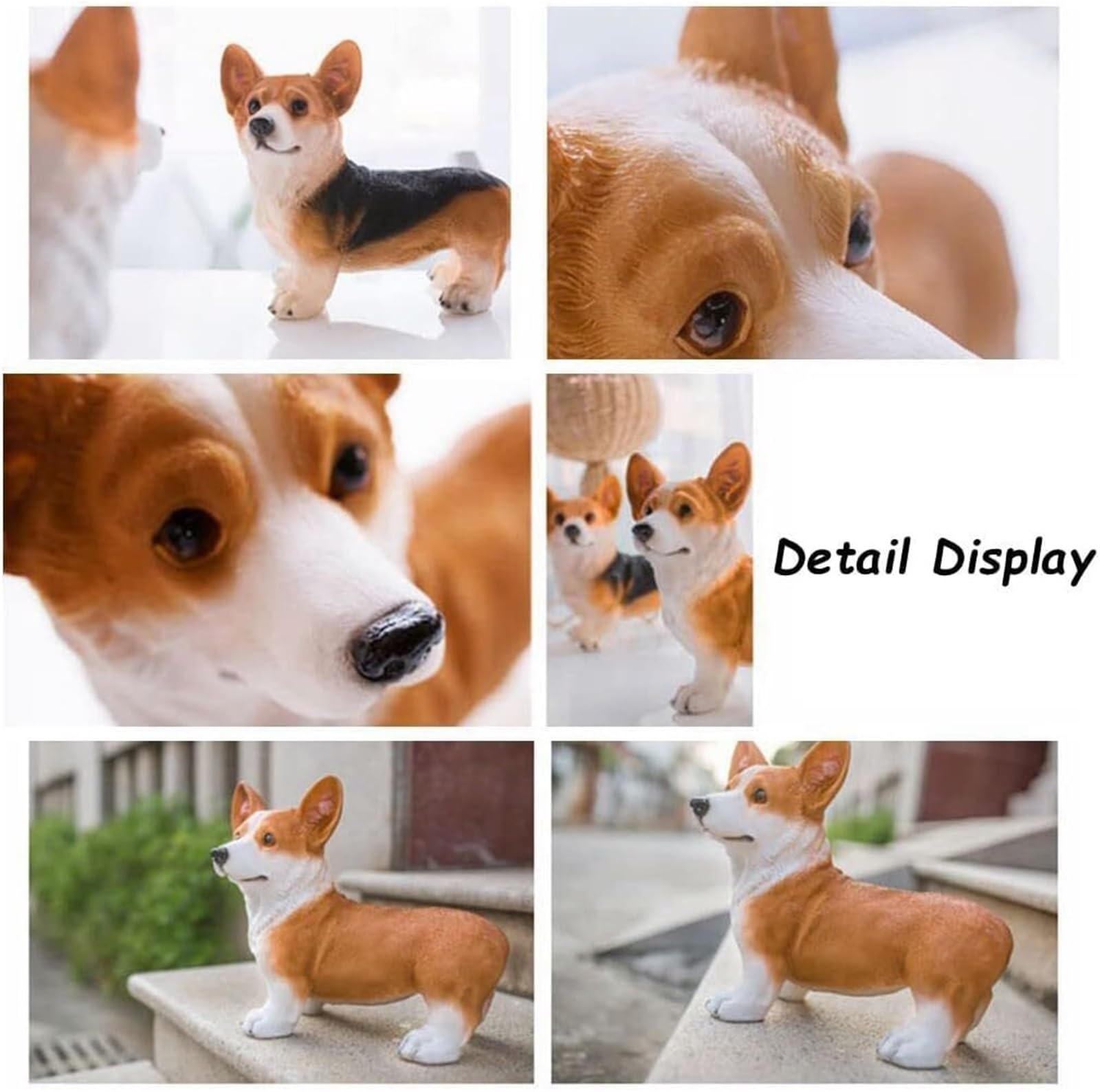 Arte per esterni Statua da giardino for cani in resina for Corgi Scultura esterno Decorazioni per il giardino anteriore(Black)