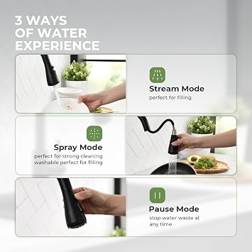 VFAUOSIT Touchless Kitchen Faucet with Pull Down Sprayer, Matte Black