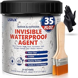 Transparent Waterproof Sealant, 35 Oz Transparent Waterproof Coating for Roof Repair, Walls, Window, Bathroom, Kitchen, Water-Based Clear Sealant, Indoor & Outdoor Invisible Waterproof Agent