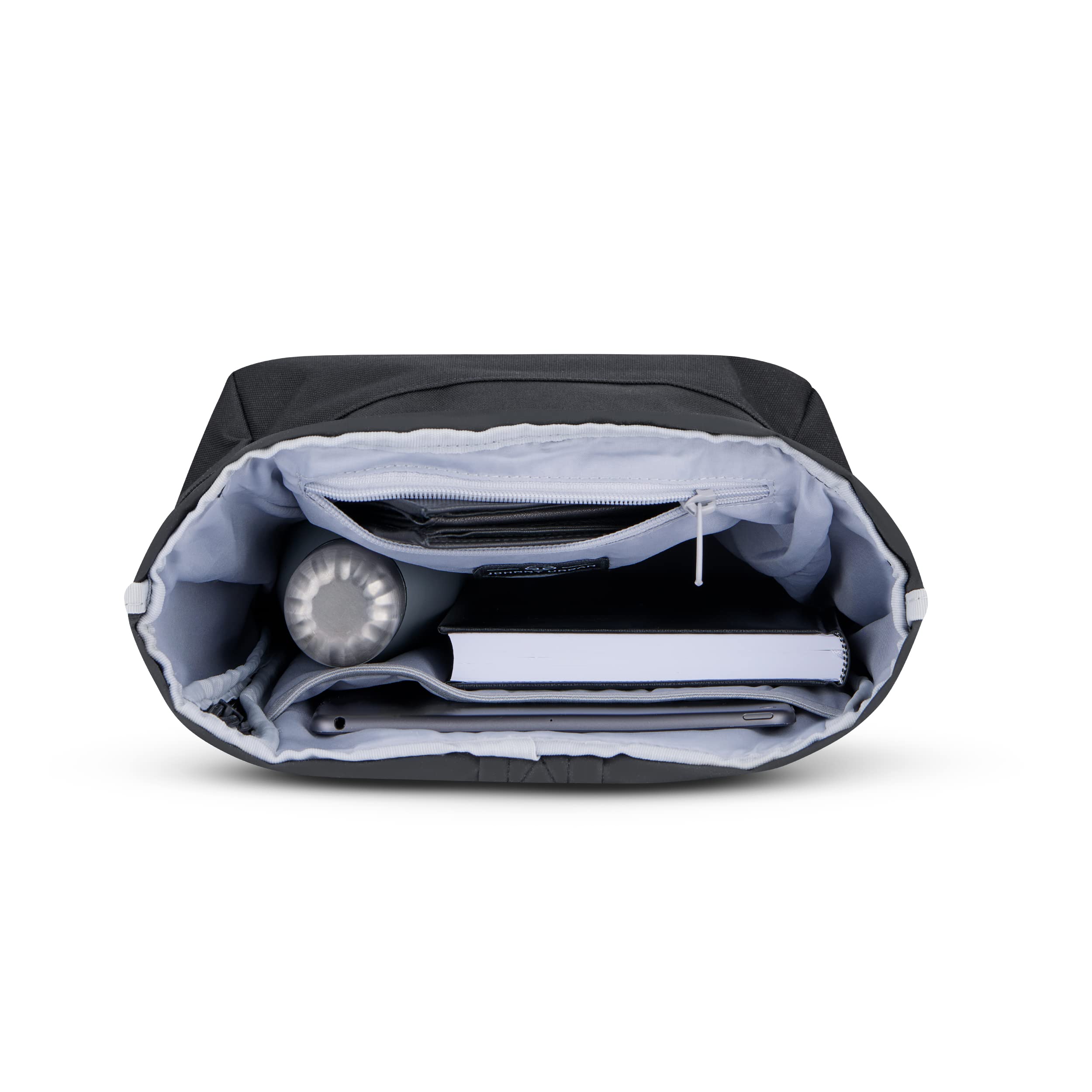 Johnny Urban Plecak damski i męski mały – Robin Small – mały rolltop Daypack z kieszenią na laptopa 12 cali – plecak dzienny na uczelnię City Business – odporny na działanie wody, czarny, jeden rozmiar