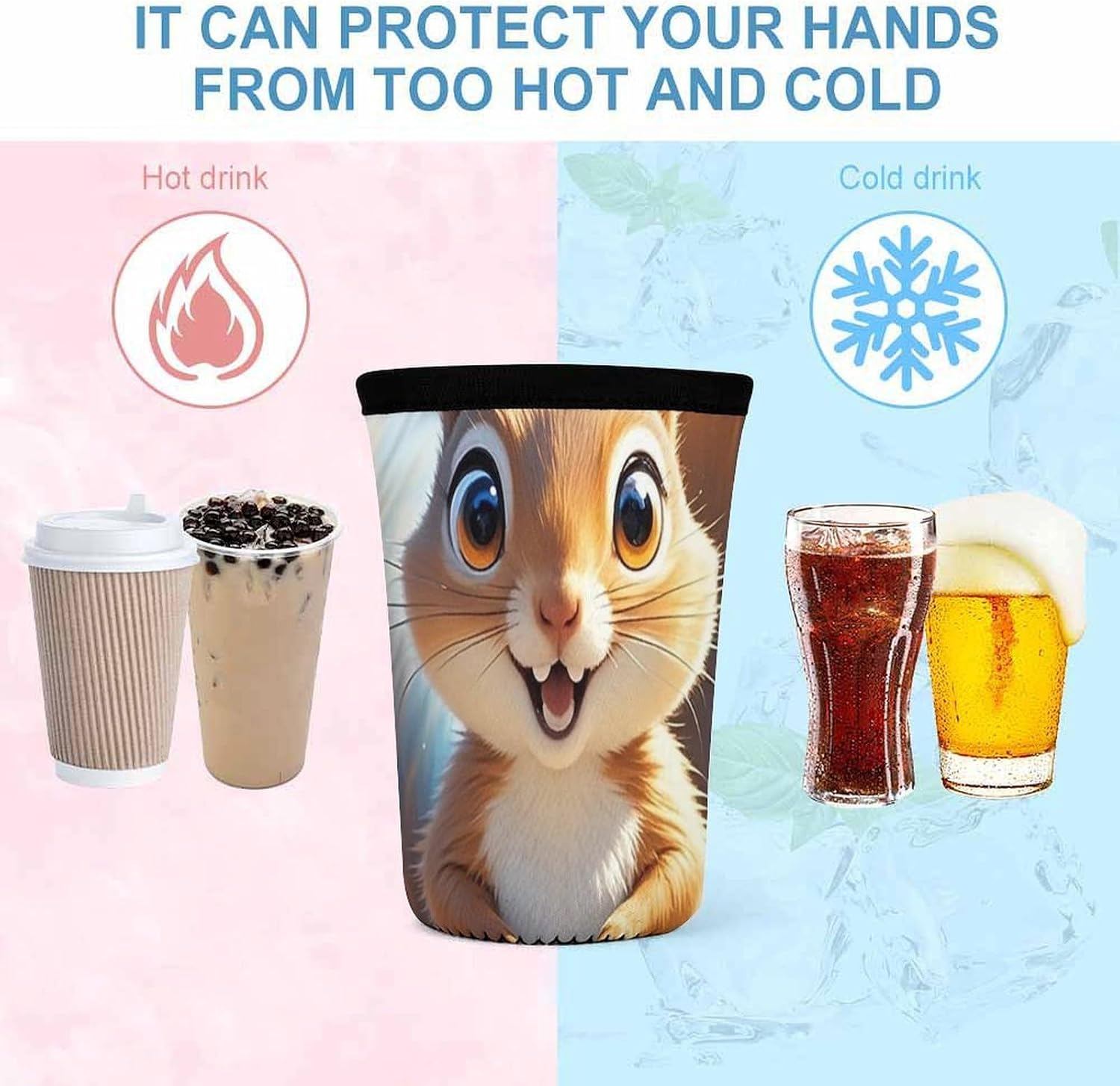 3 Pack Neoprene Cup Sleeves, Stretchy Reusable Drink Cup Cover Universal