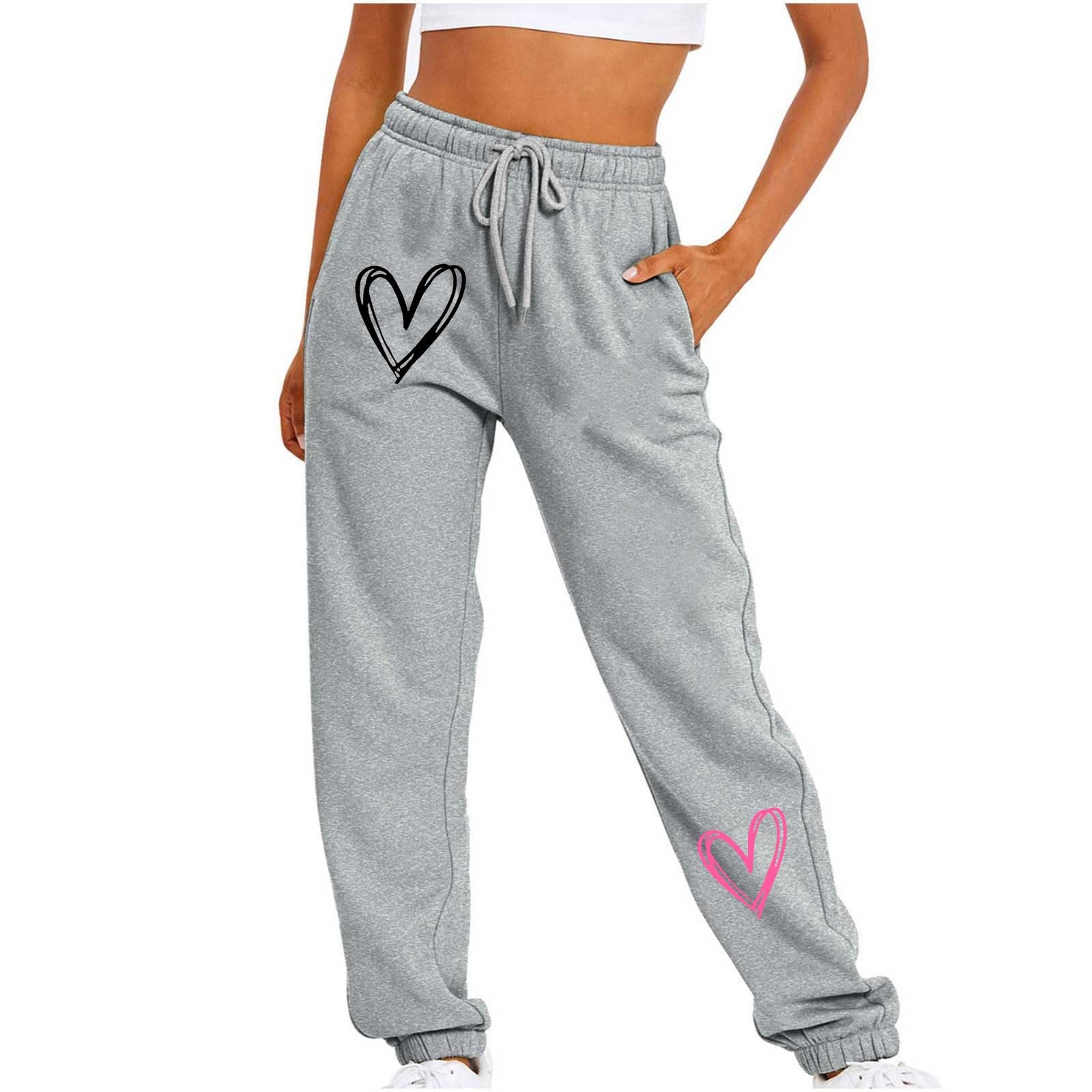 Sweatpants Womens Casual Pants High Waist Joggers Pockets Cinch Bottom Workout Athletic Trousers Gym Activewear Gray