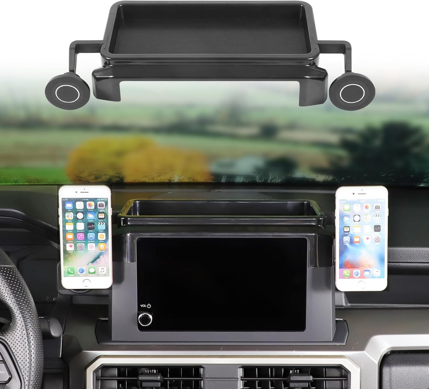 TOYCIDFG Dashboard Storage Tray Behind Screen with Magnetic Phone Holders Compatible with Toyota Tacoma 2024 2025 2026 8inch Touchscreen Version, Car Dash Organizer Accessories