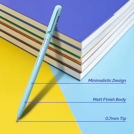 Hauser Germany XO 0.7mm Ball Pen Box Pack | Sleek Body & Minimalistic Design | Matt Finish & Solid Body Type | Low Viscosity Ink With Ultra Durable Tip | Blue Ink, Pack of 20 Pens