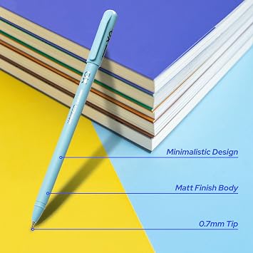 Hauser Germany XO 0.7mm Ball Pen Box Pack | Sleek Body & Minimalistic Design | Matt Finish & Solid Body Type | Low Viscosity Ink With Ultra Durable Tip | Blue Ink, Pack of 20 Pens