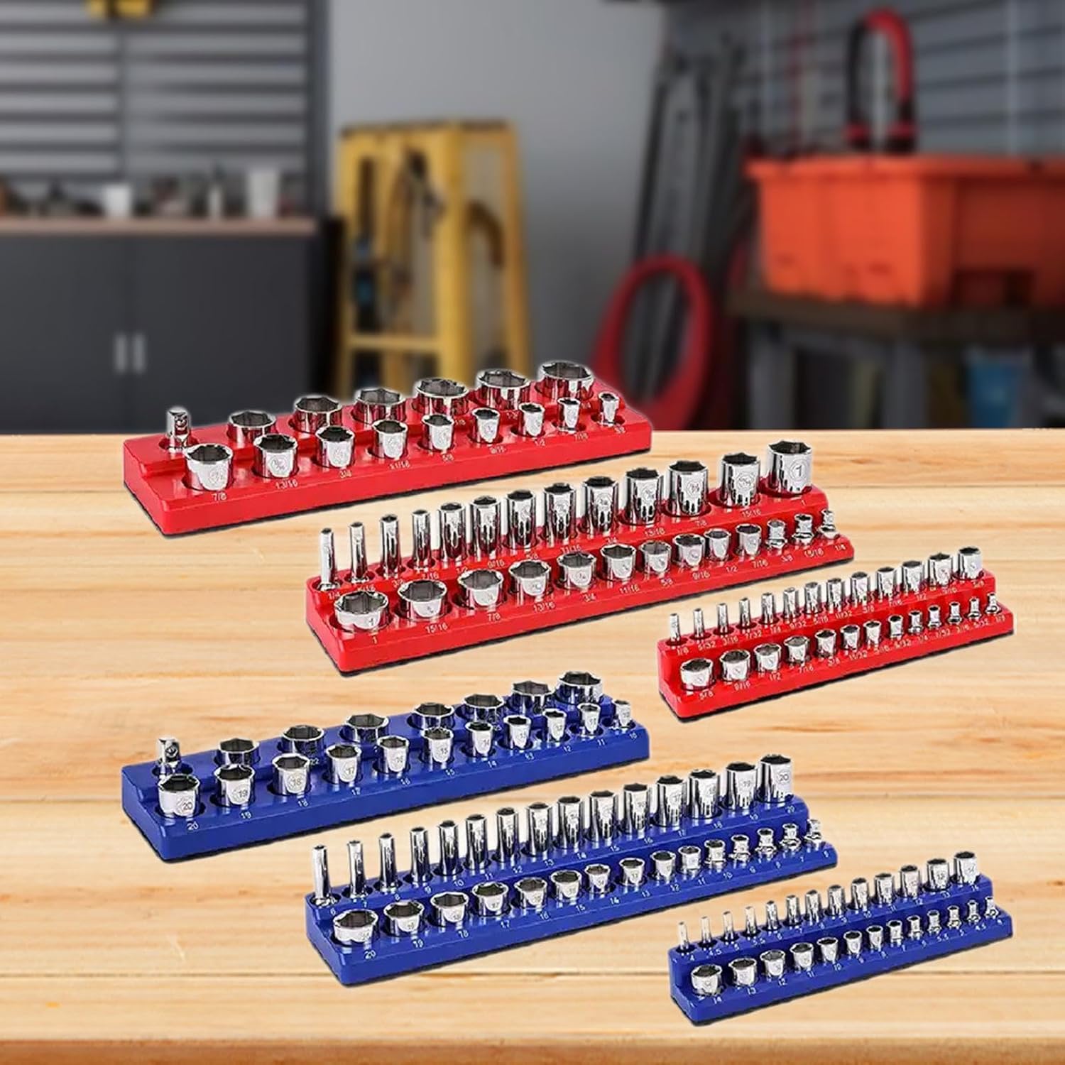 Jinhxofs 6個入りマグネット式ソケットオーガナイザー、効果的なソケットホルダーセット