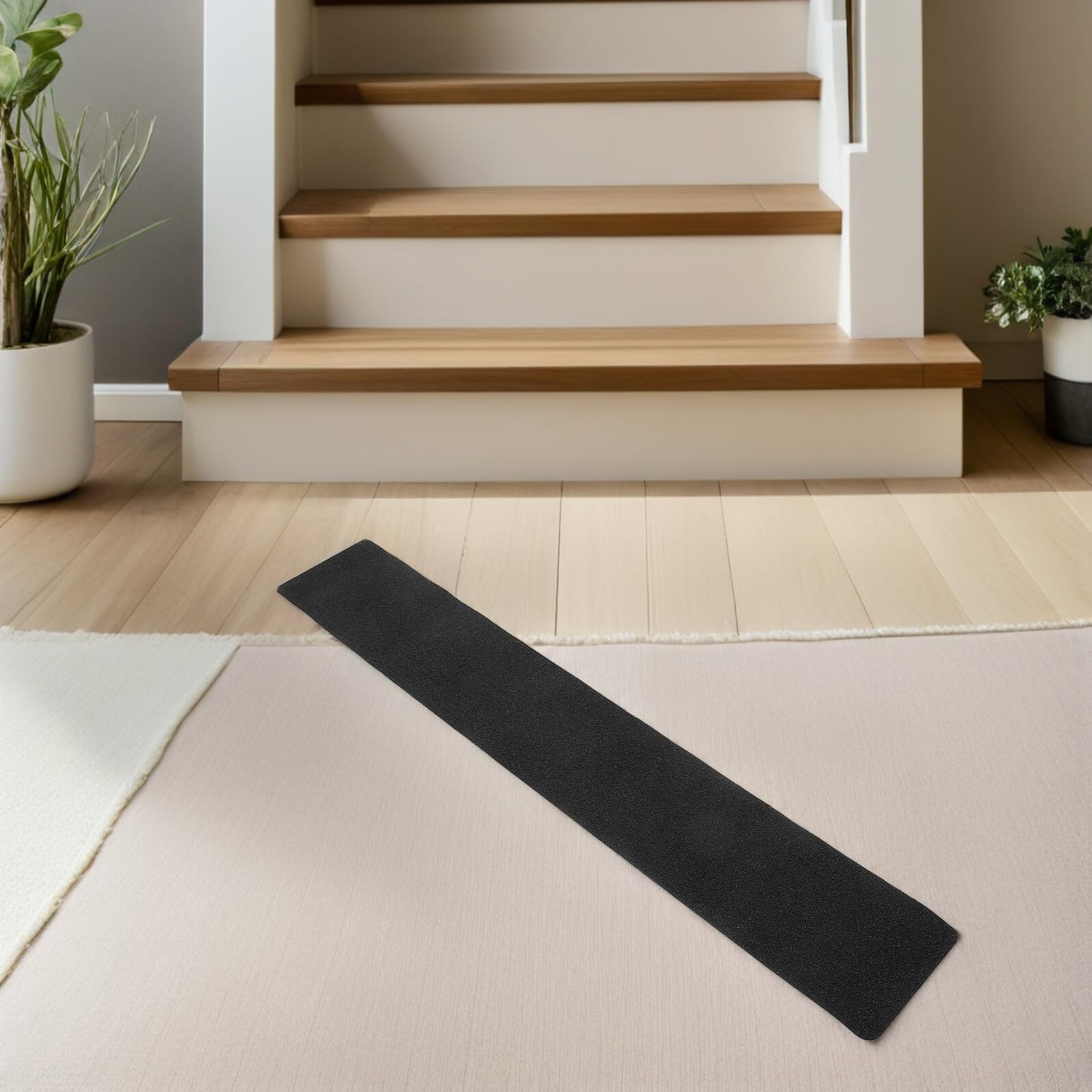 DOITOOL Cinta Antideslizante para Escaleras 10 Piezas Adhesivo Autoadhesivo de PVC Negro 20X76 CM Tiras Antideslizantes para Peldaños de Interior y Exterior Protección Segura para