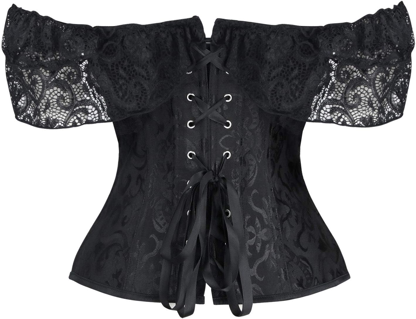 Charmian Women's Steampunk Gothic Elegant Off Shoulder Jacquard Overbust Corset Top - Image 2