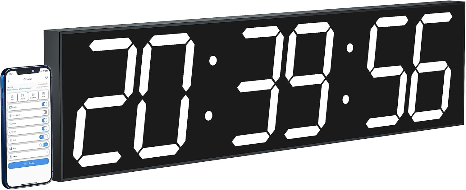 CHKOSDA 27 Inch Large Digital Wall Clock,Gym Timer with APP