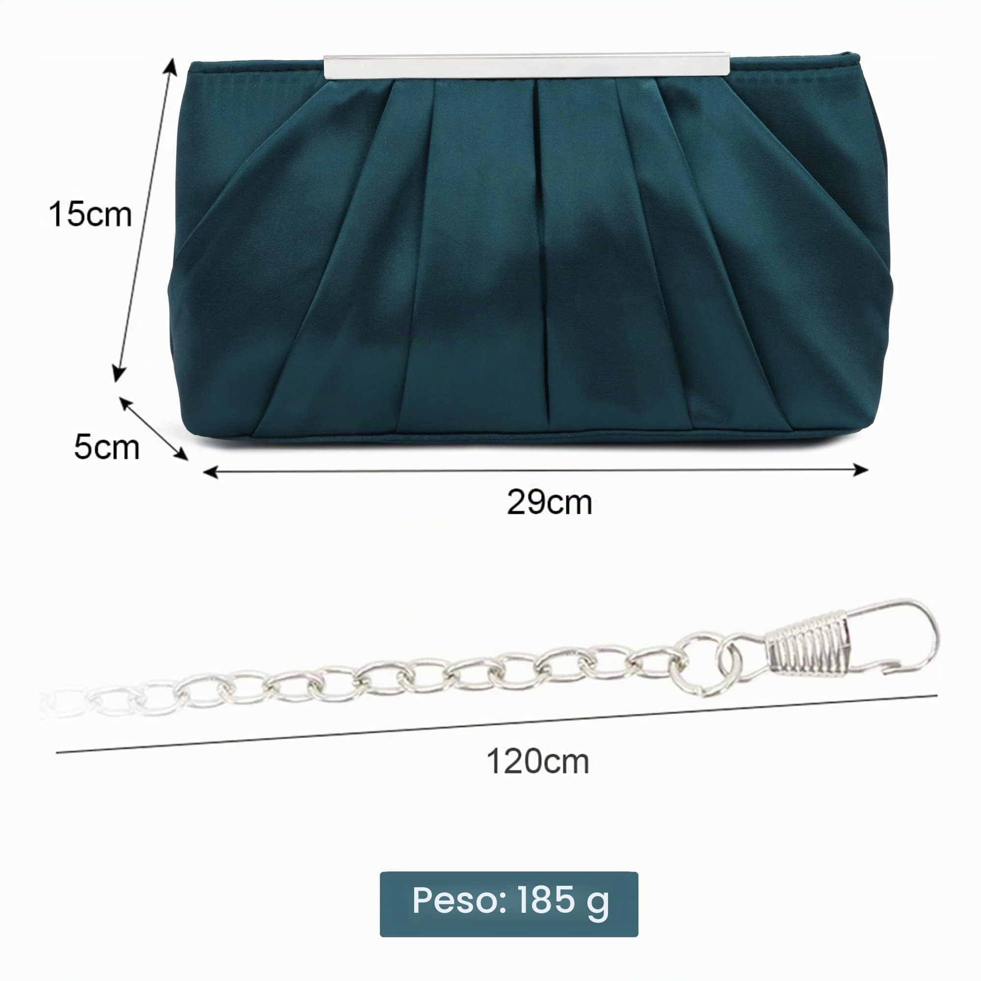 Carteras de Mano de Noche para Mujer Bolso de Noche Plisado Elegante de Satén Bolsos de Boda Plateados