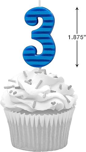 Miniatura 4 de Papyrus Paquete de velas de cumpleaños con números, rayas azules (10 unidades)