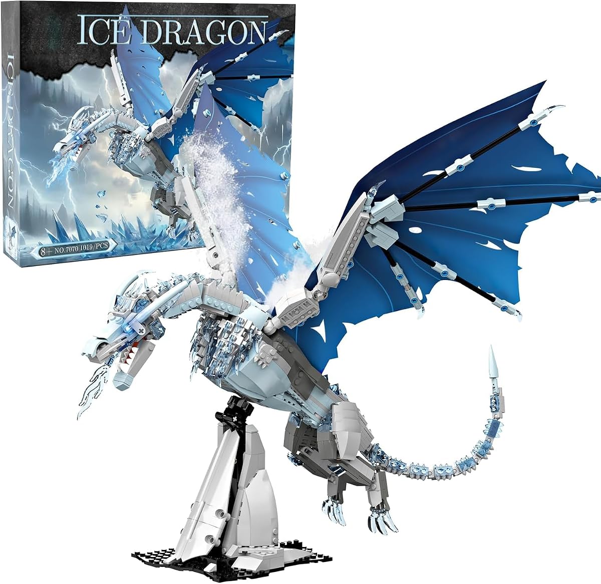 Ice Dragon Building Set,Compatible with Lego Adults Collectible MOC Dragon Model for Movie Buffs & Architecture Enthusiasts (1019 PCS)