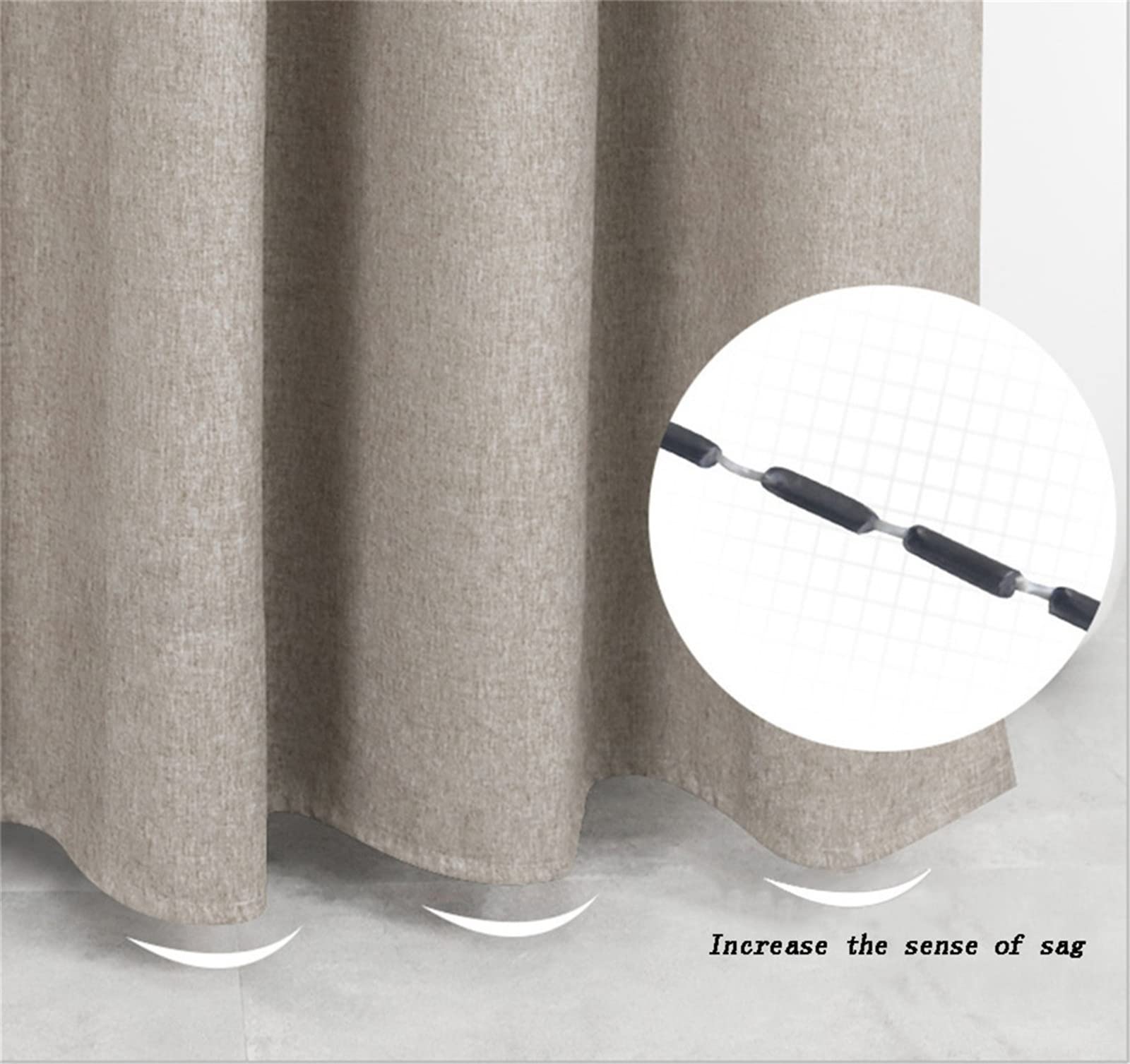 Rideau de douche en lin imperméable - Qualité spa et hôtel - Résistant et hydrofuge - 180 x 200 cm - Design élégant
