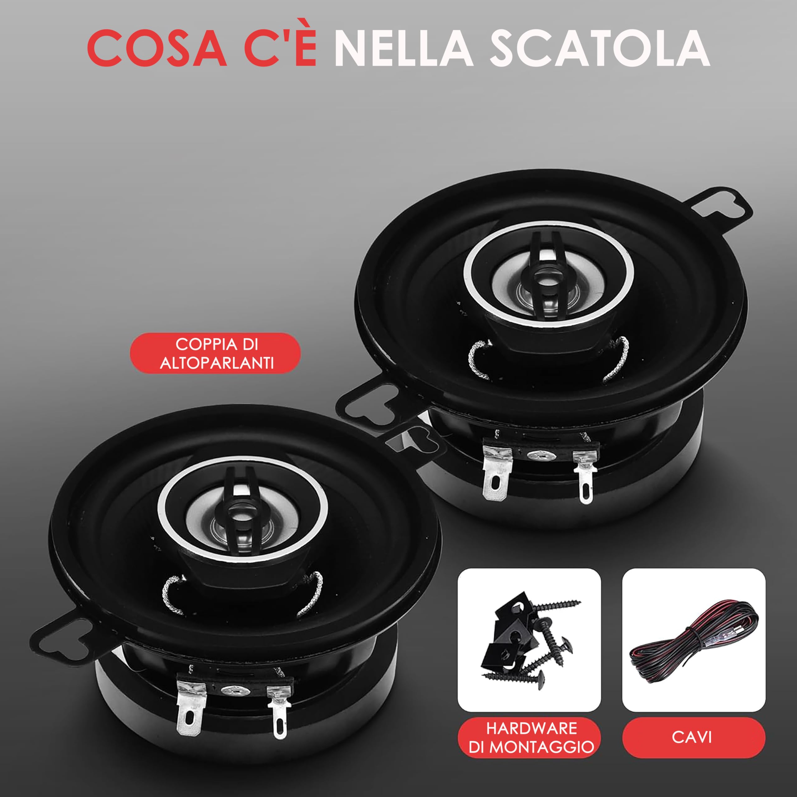 Pyle Casse Auto Stereo Universali 2 Vie, 120 Watt, 8.9 Centimetri Coassiali, Sostituzione Rapida, Montaggio Porta/Pannello Lato, Coppia