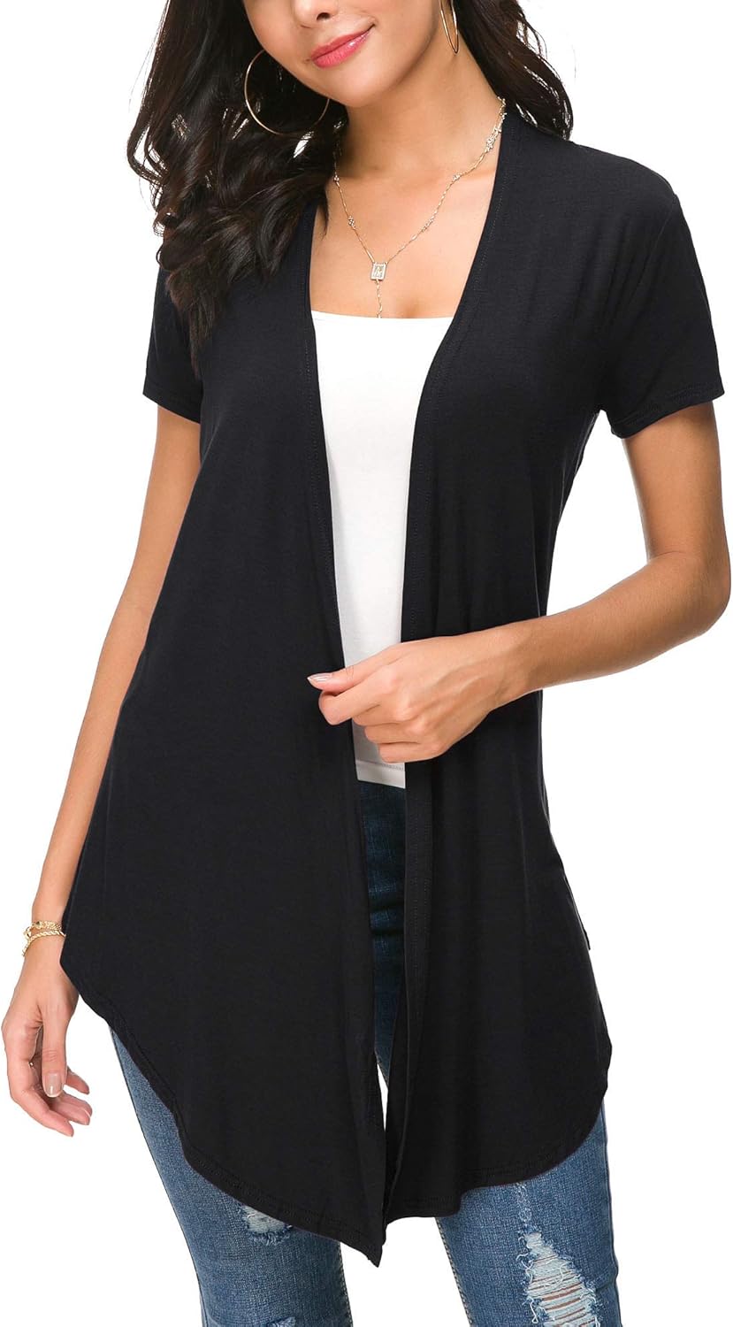 Urban CoCo Womens Open Front Short Sleeve Cardigans for Women Lightweight Summer Drape Cardigan Vest - Image 2