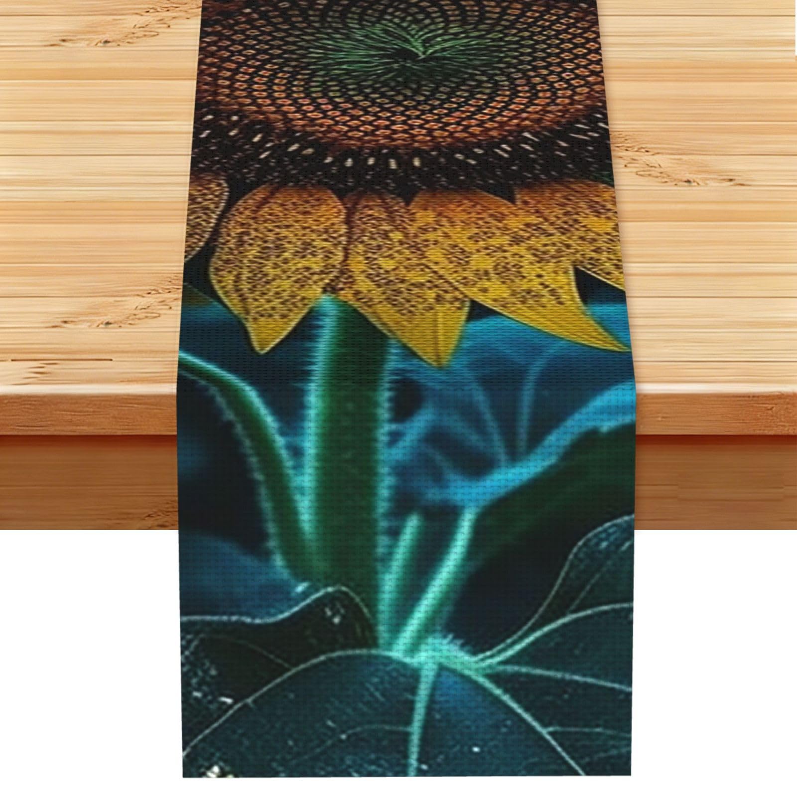 Fodpand Black Rustic Cotton Linen Table Runner, The Most Beautiful Sunflower Table Runners 13 X 72 Inches, Modern Elegant Farmhouse Tablecloth, Washable Kitchen Dining Table Decoration For Home Party Decor