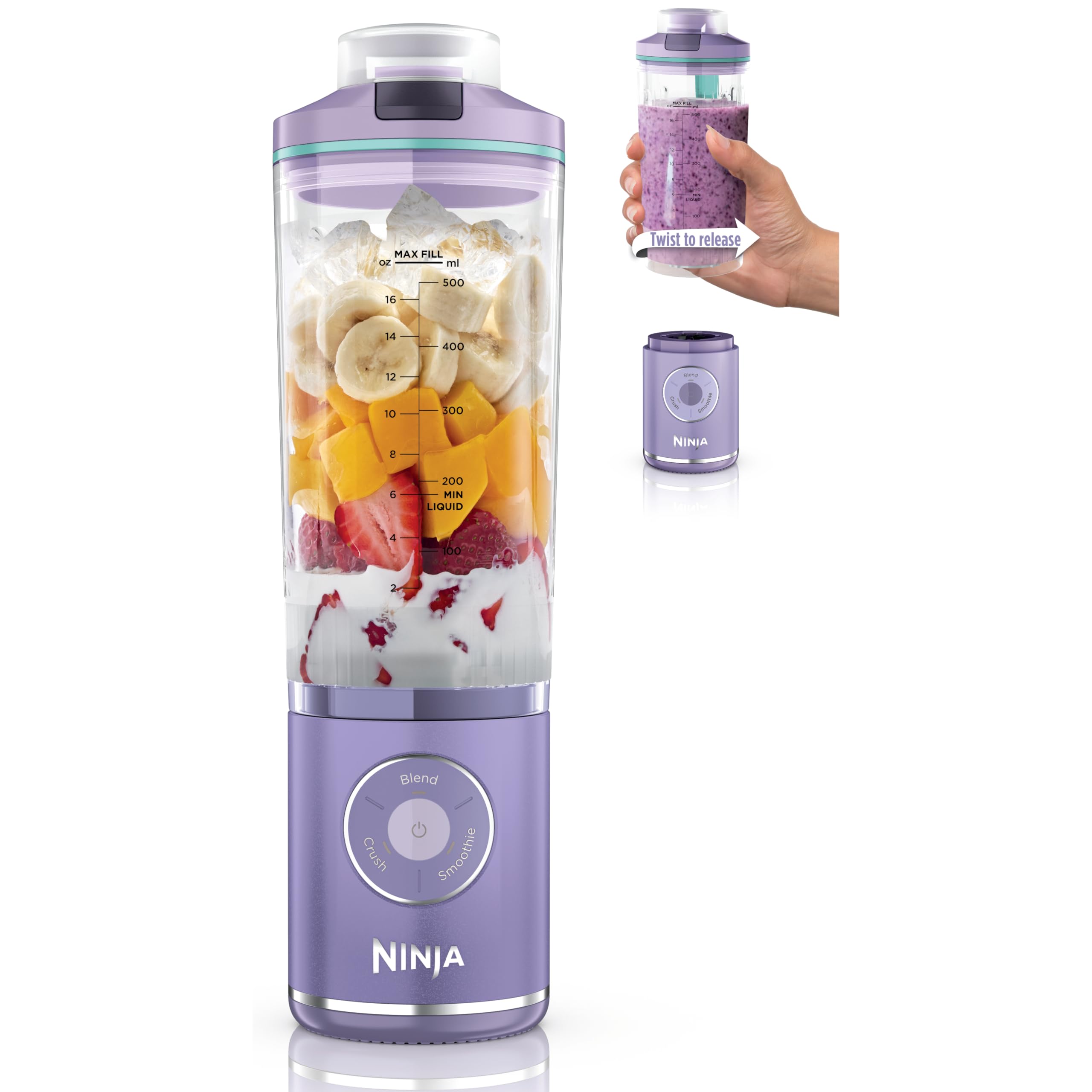 Ninja Blast Max Portable Blender, Twist &amp; Go, 22oz, Purple, BC251PU