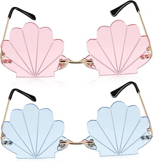 2 Pares De Óculos De Sol Óculos Sem Aro Óculos De Sol Sem Moldura Óculos De Moda Óculos Criativos Óculos De Sol Discoteca Concha Personalidade Óculos De Sol Modernos