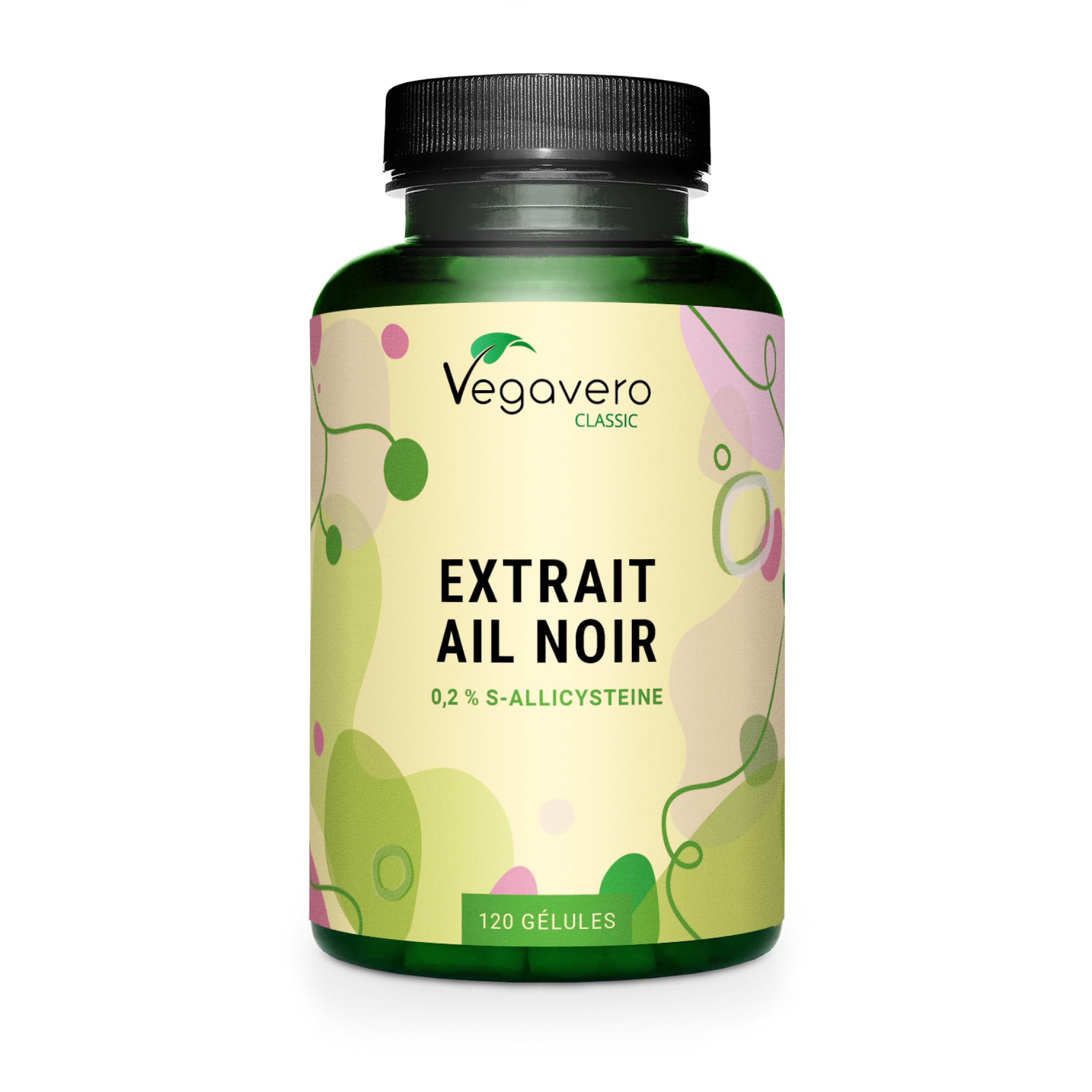 AIL NOIR Fermenté 22.500 mg/jour | Avec 0,2% S-allyl-cystéine (SAC) | Sans Additifs & VEGAN | 120 Gélules | Vegavero®