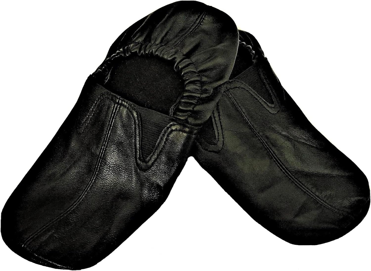 Unisex Leather Slip-On Socks, Ankle Low Cut, Bottom Fleece Lined, Black With Elastic Support - Image 6