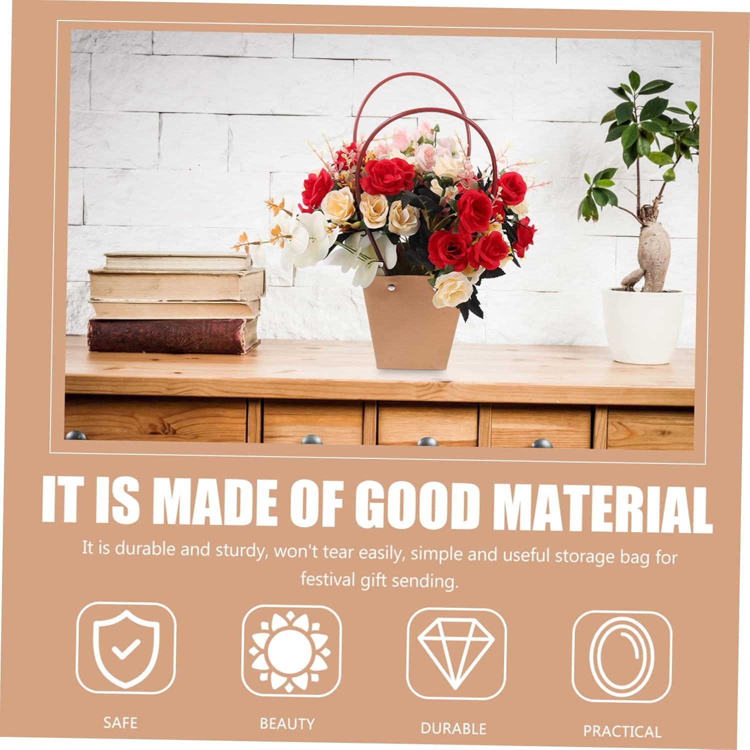 NOLITOY 20pcs Multi-function Handheld Candy Bags for and Festivals Thickened Kraft Wrapping Bags for Takeaway Food Picnic and Shopping