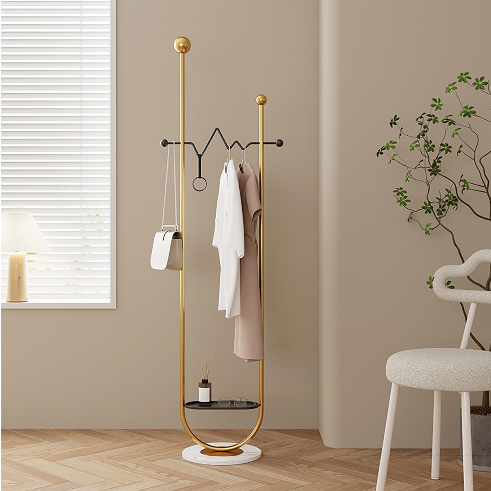 Amazon.co.jp: ポールハンガーU字型、寝室用の大理石ベースと