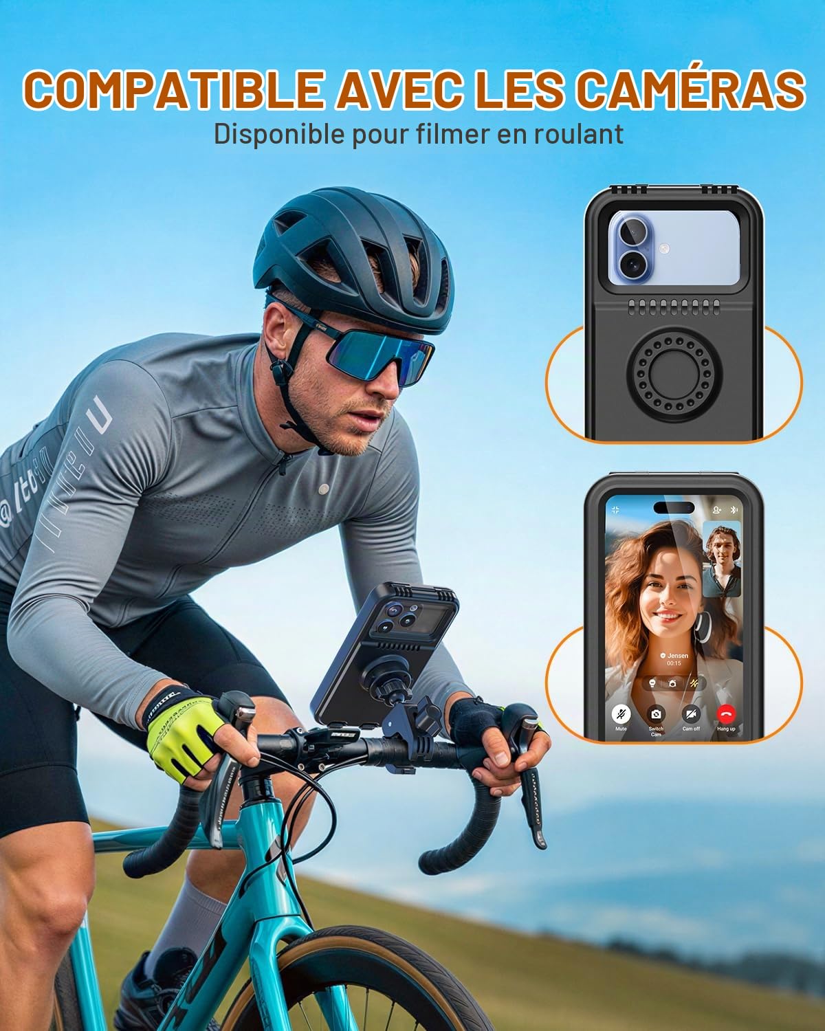 Support Téléphone Moto Etanche [Déverrouillage Rapide en 1S] Support Téléphone Vélo Rotation à 360° Porte Telephone Scooter de Guidon avec Ecran Tactile pour Téléphone Jusqu' à 6,9"