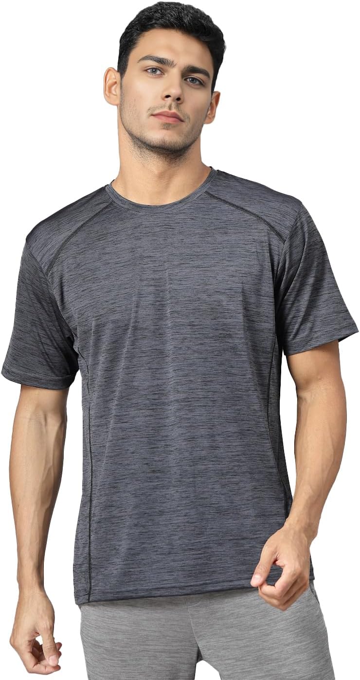 CHKOKKO Men's Polyester Regular Fit Round Neck Regular Dry Fit Gym Sports T-Shirt