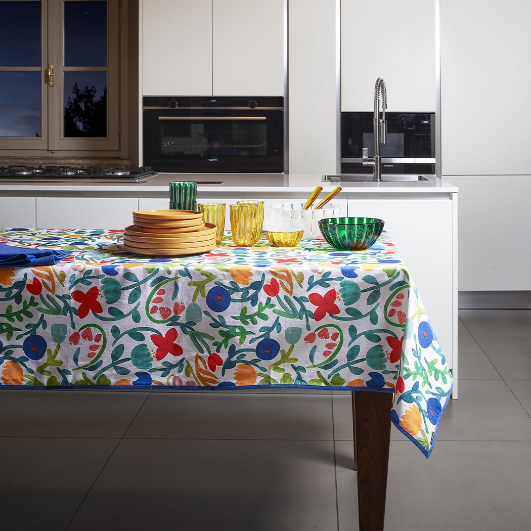GUZZINI - Nappe Rectangulaire 140x320 10-12 Places, Coton Doux Résistant Certifié OekoTex, Toile de Tissu Cuisine et Salle à Manger Intérieure/Extérieure, Accessoire Table à Manger Durable Lavable 40°
