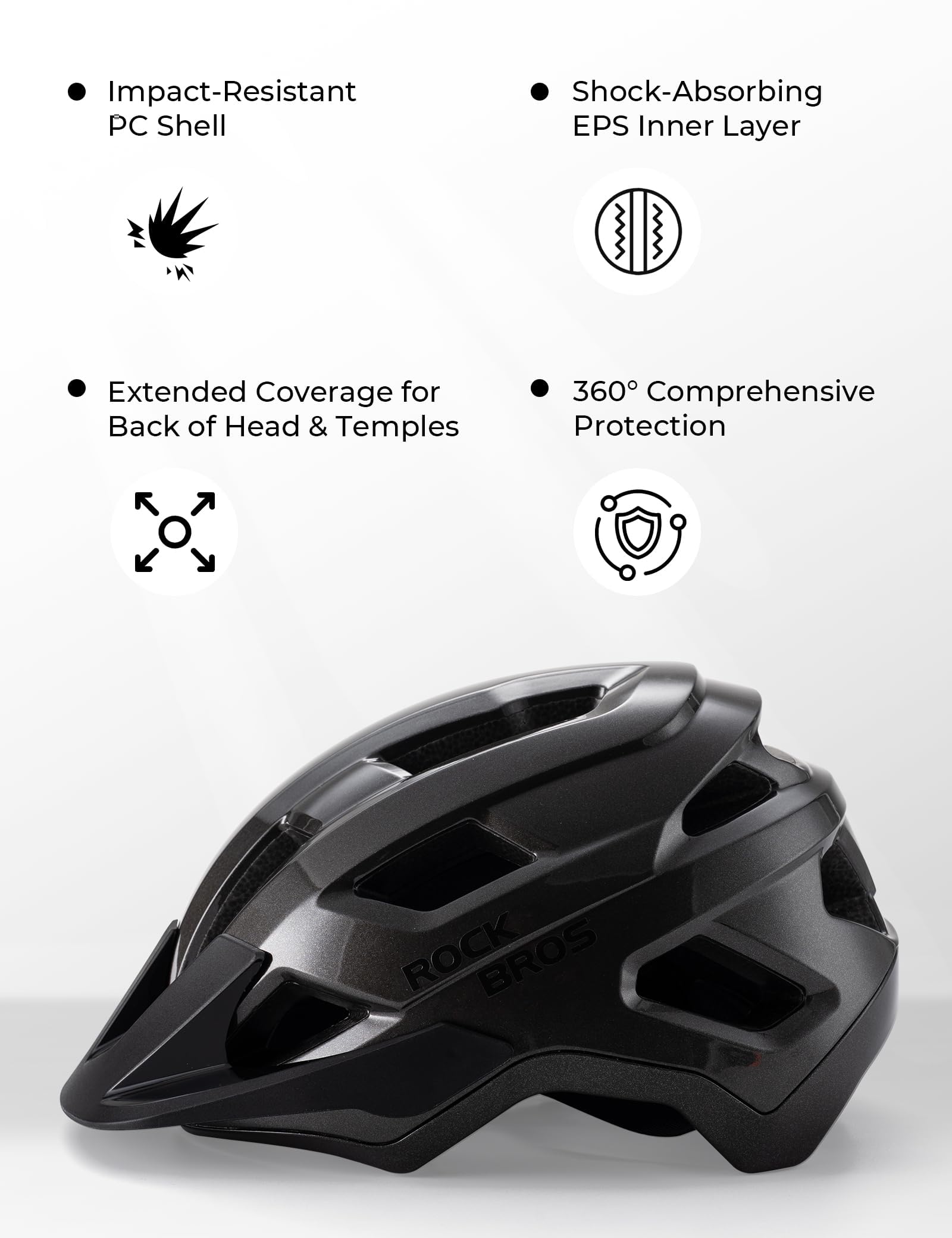 ROCKBROS Casco de Bicicleta MTB Carretera con Ajuste 54-58cm para Niños y Niñas, Casco Infantil para Deportes Aires
