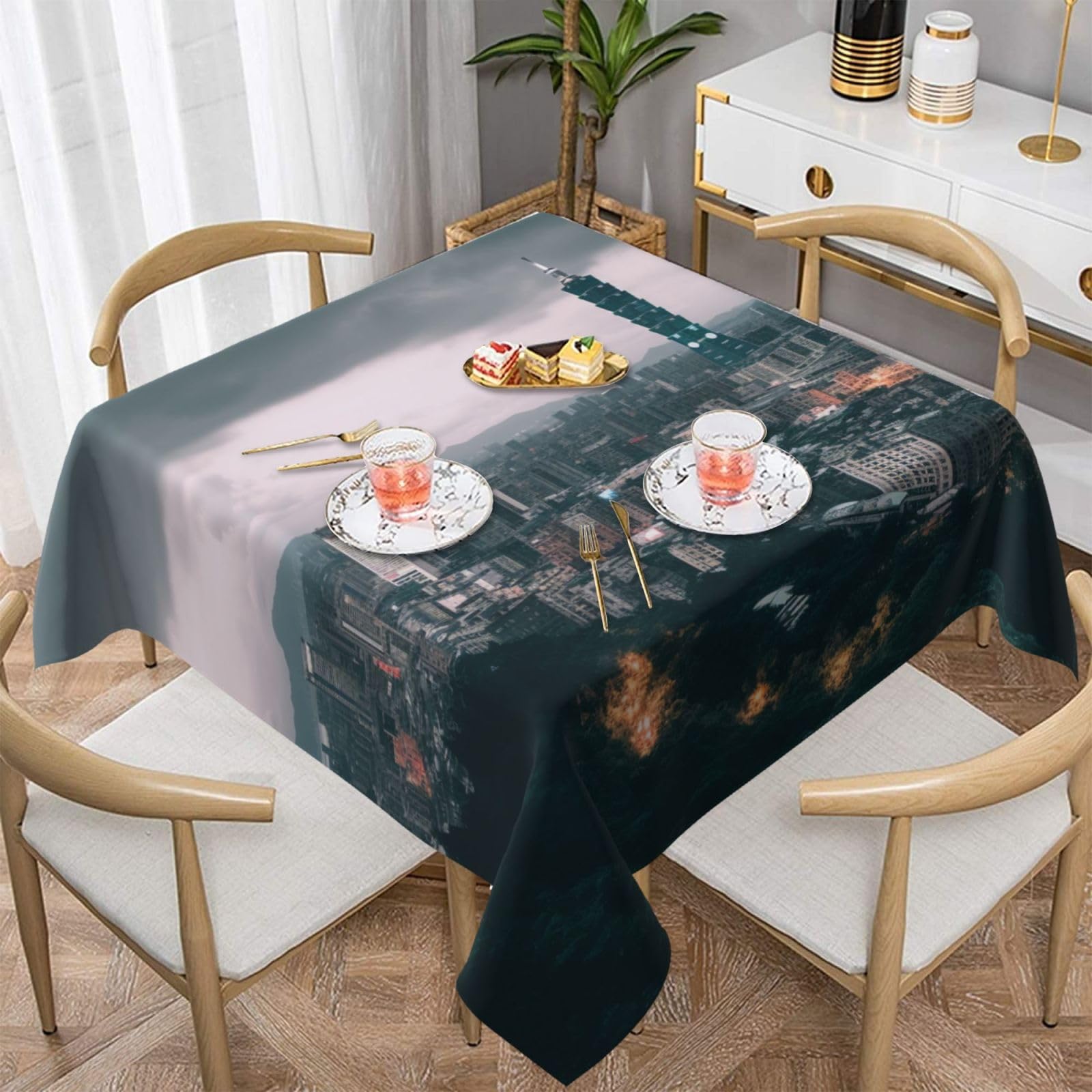 Nappe anti-tache Taipei 152x152 cm finie la corvée de repassage lavable