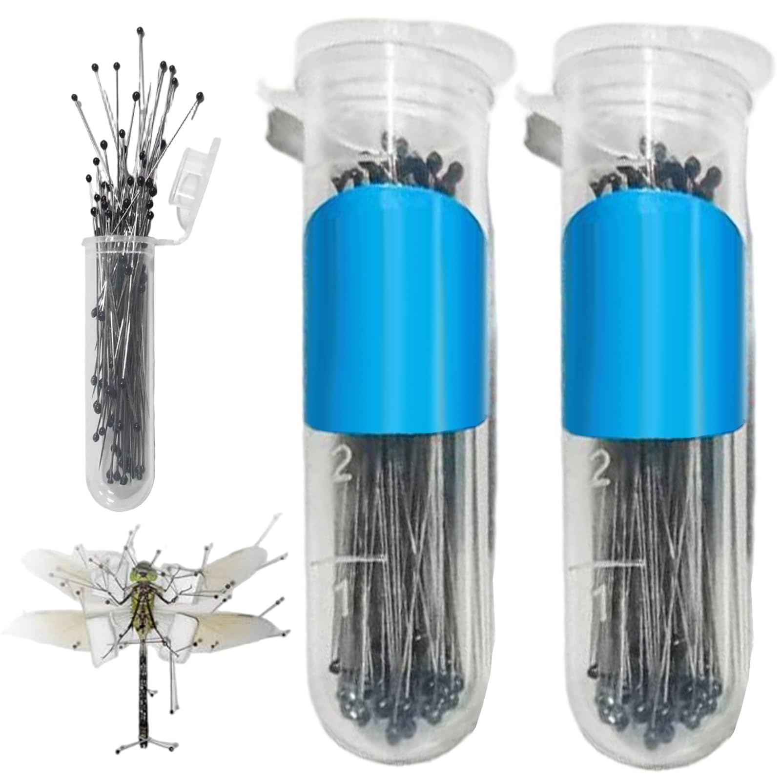 Insect Pins Stainless Steel Butterfly Pin with Vials Entomology Kit Taxidermy Supplies for Display Collectors, (200 Pieces, 0.32x40mm).