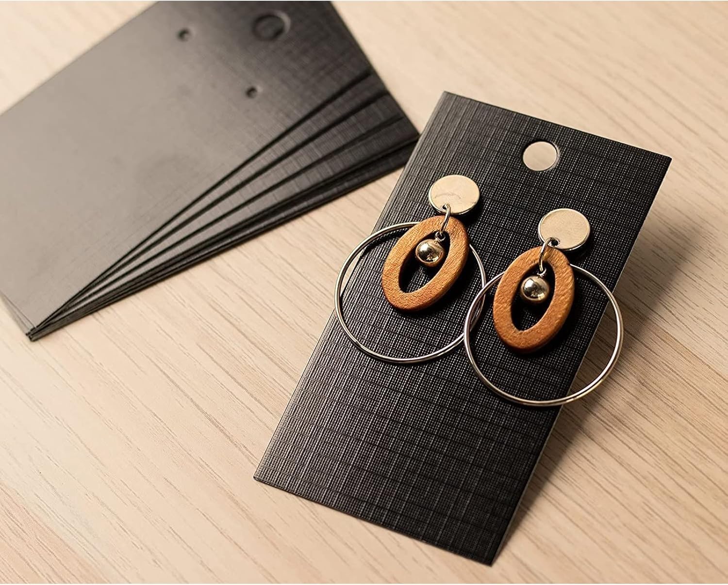 Earring Cards - 200-Pack Earring Card Holder, Earring Display Cards for Ear Studs, Earrings, Black, 3.5 x 2 Inches