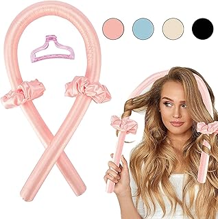 NA Heatless Curling Rod Headband, No Heat Wave Hair Curling Set, Lazy Hair Rollers Sleeping Soft Headband, DIY Hair Curlers Styling Tools for Long Medium Hair, Hair Curlers Make Hair Soft Shiny (Pink)