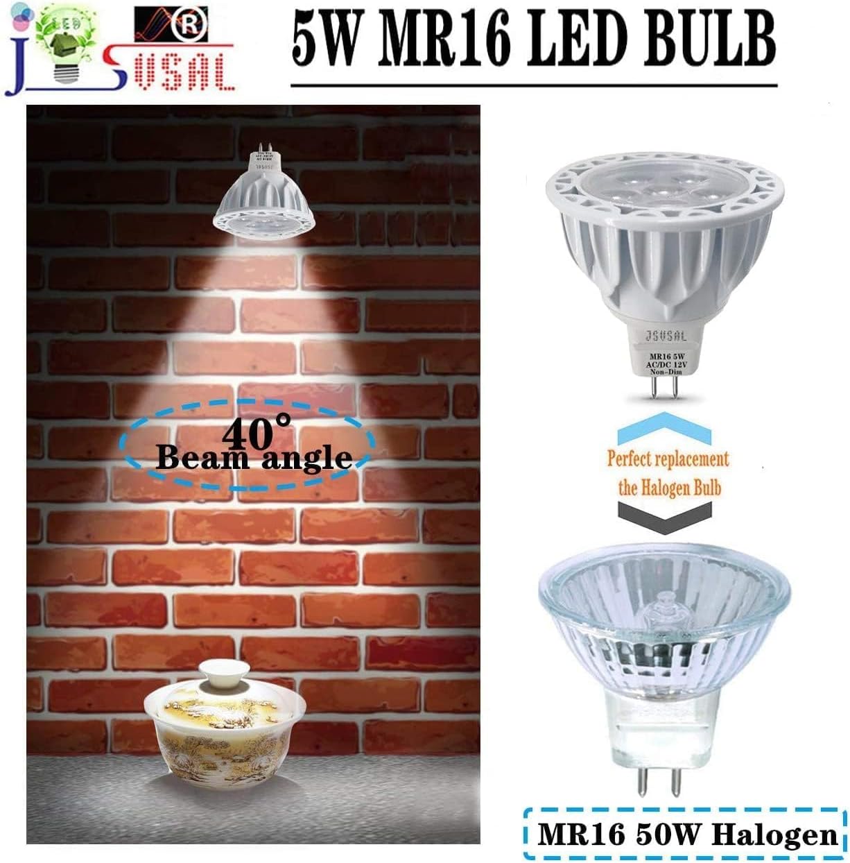 MR16 GU5.3 Bi-Pin Base Yellow Led Bulbs 5W Dimmable,35W 50W Halogen Equivalent,AC/DC 12V Low Voltage,40 Degree Spotlights for Landscape Yard Garden Tree Pool Holiday Lighting,6-Pack