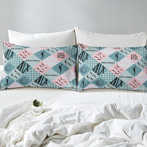 Miniatura 4 de Manfei Juego de sábanas de voleibol tamaño matrimonial, juego de sábanas de 4 piezas con bolsillo profundo + sábana encimera + 2 fundas de almohada,