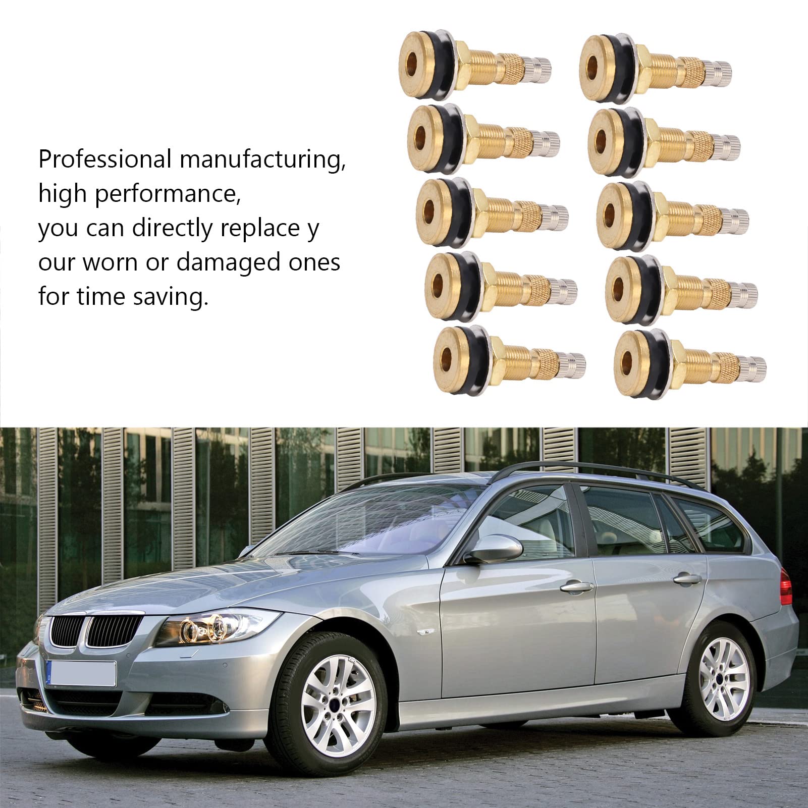 Valvole Pneumatici, 10 Pezzi Valvole per Pneumatici Tubeless in Ottone TR618A 1 7/8 Pollici per Trattore, 0.625 Pollici Foro Valvola per Zavorra Liquida