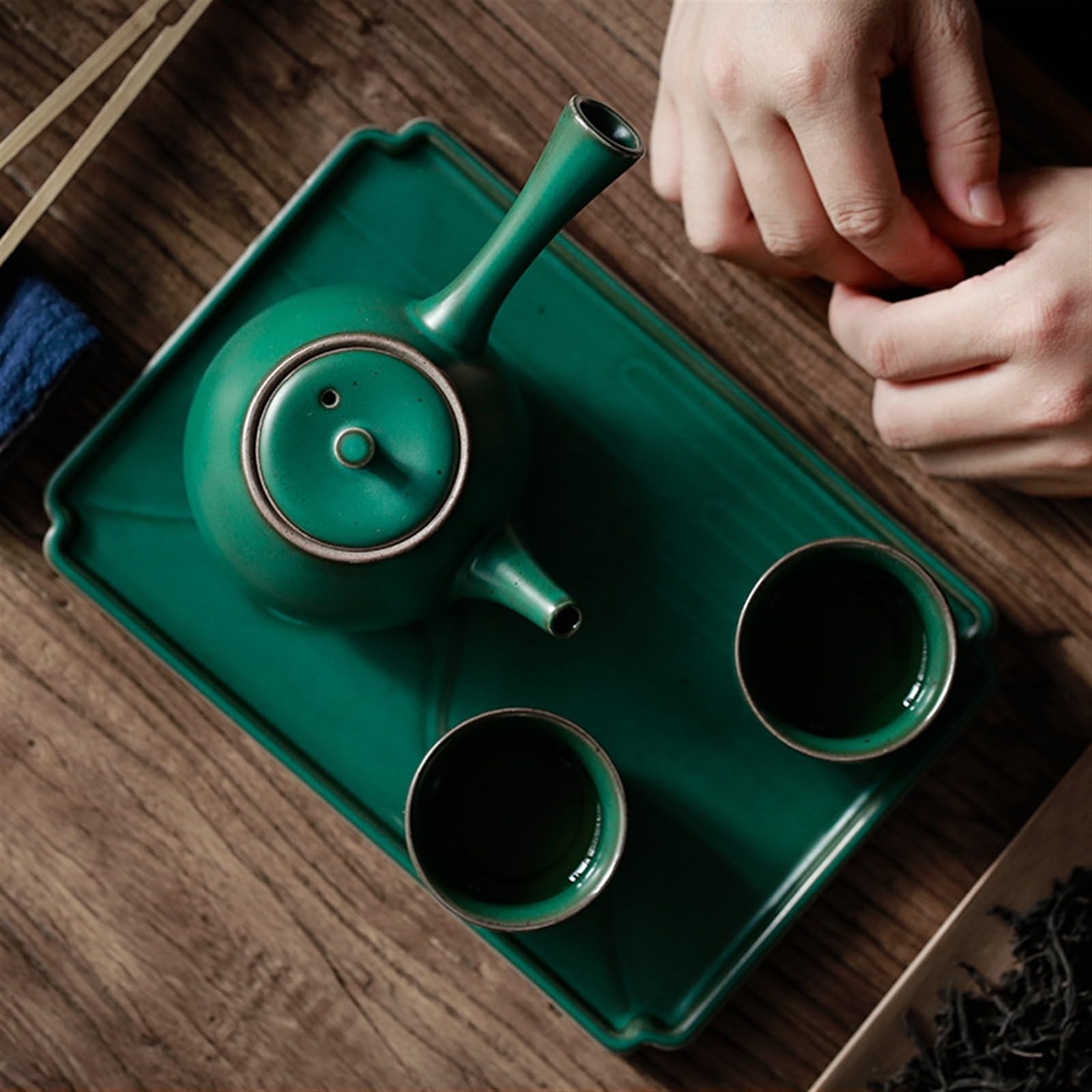 Bandeja para Servir té Bandeja de té de Burbujas secas de cerámica, Mesa de Burbujas secas for el hogar, Juego de té kungfú Chino Creativo, Bandeja for Mesa de té Bandeja de Mesa de Centro