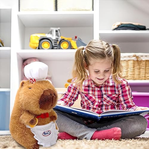 Miniatura 2 de Ditucu Lindo peluche de Capybara con sombrero de chef de cocina, pala de cocina, suave Capibara, peluches de animales de peluche, juguetes para