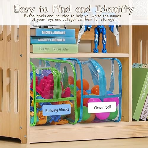 Miniatura 6 de 6 paquetes de bolsas de almacenamiento de juguetes extra grandes, 12.6 x 9.25 x 6.9 pulgadas, bolsas organizadoras de juguetes impermeables