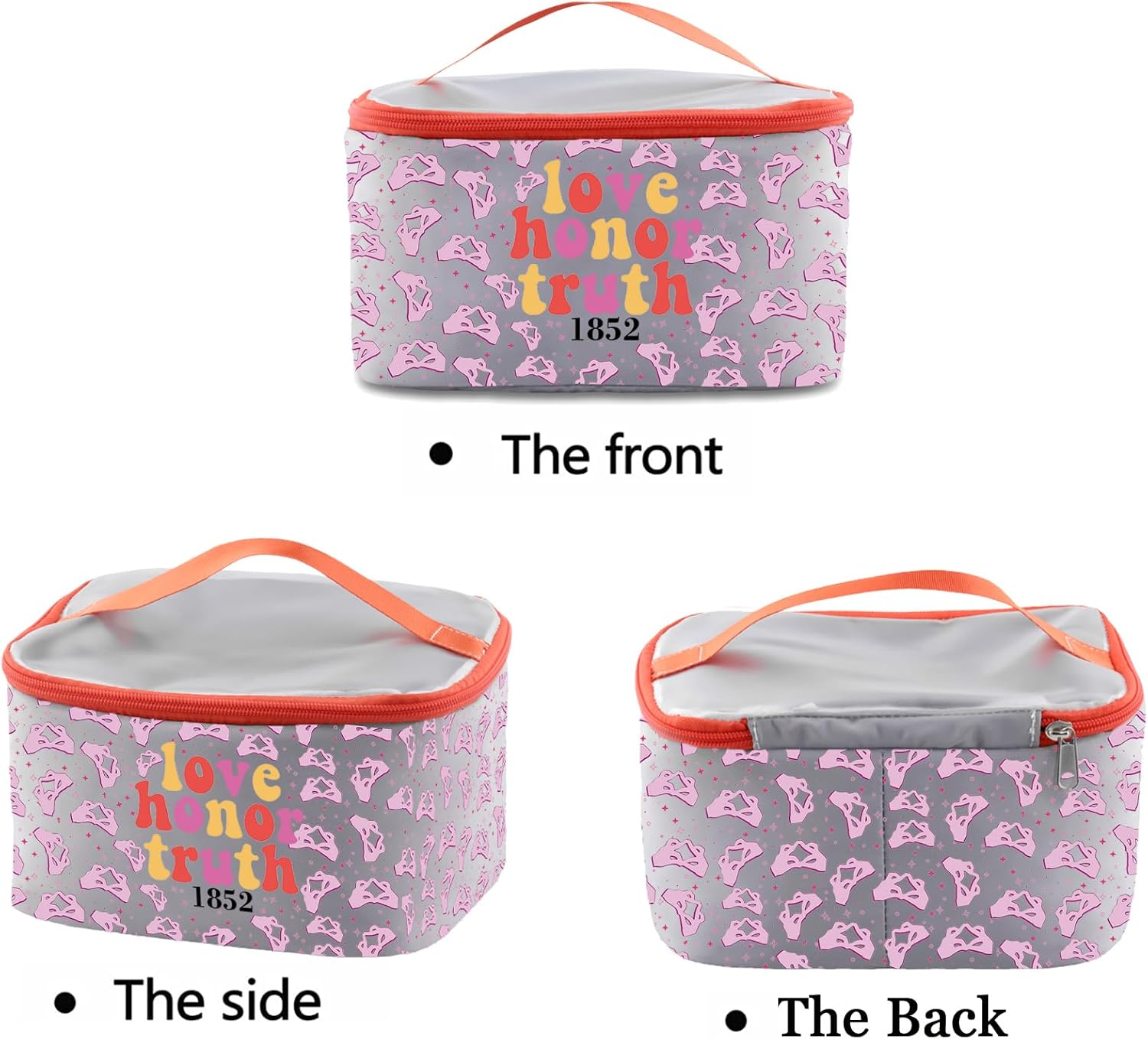 PXTIDY P M Sorority Cosmetic Case Big Little Sorority Gifts P M 1852 Sorority Makeup Organizer Bag Sorority Senior Gift - Image 3