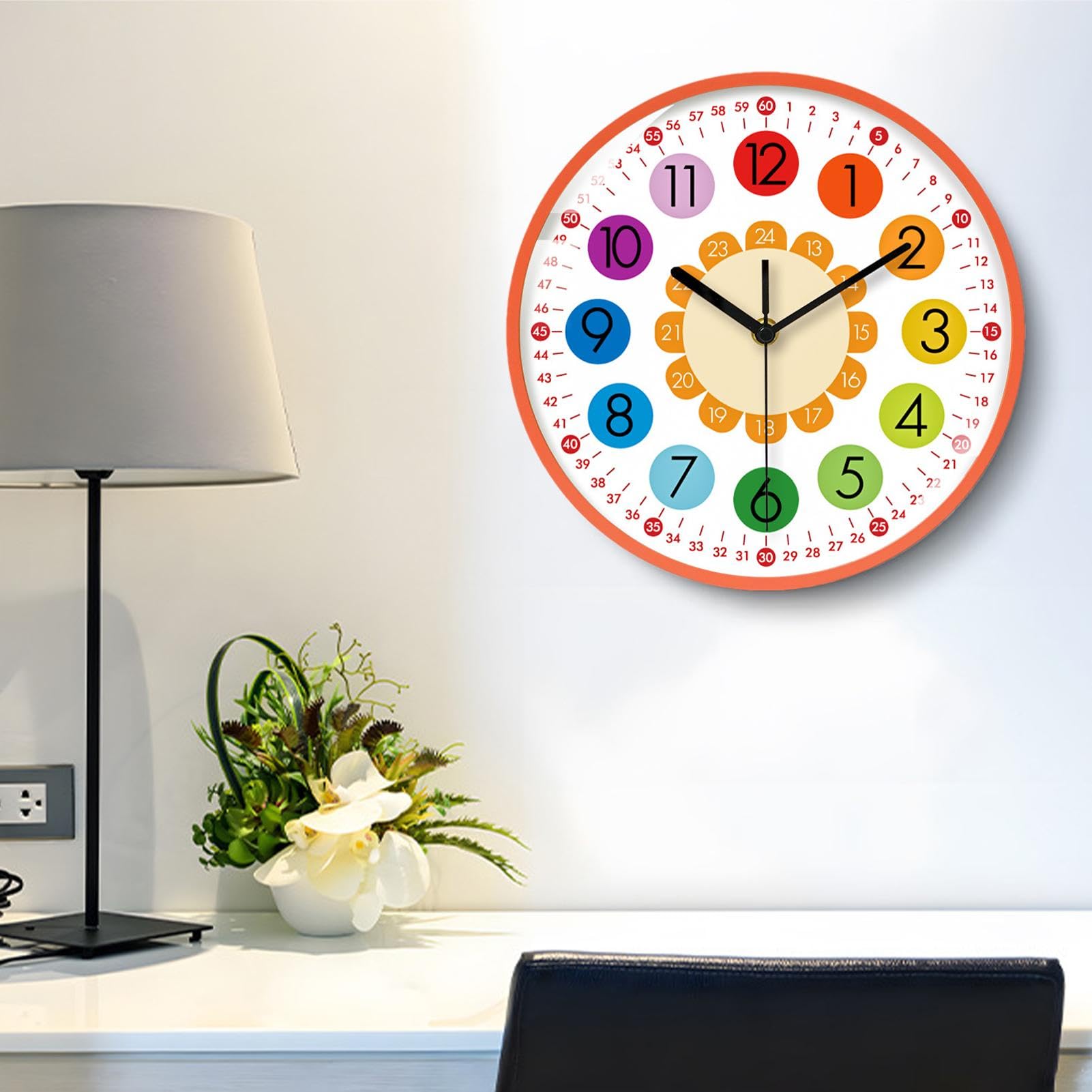 Orologio Didattico Per Bambini 10 Pollici - Analogico, Senza Ticchettio, Per Imparare L'ora, Colorato