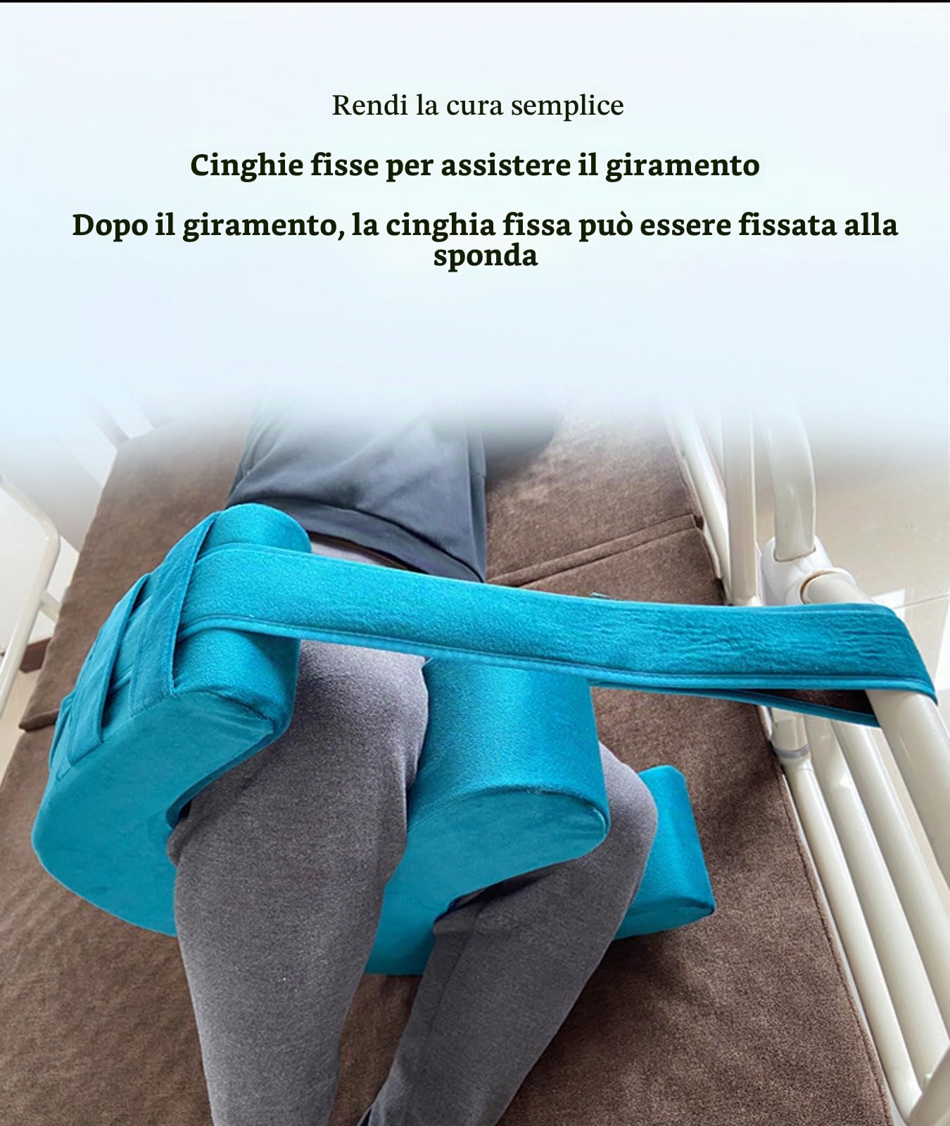 UYSELA Ausilio alla Rotazione per Anziani con Cinghia di Fissaggio Flanella Cuscino Girevole per Strumento di Cura del Paziente Allettato Paralizzato Cuscino Anti-Decubito,Marrone