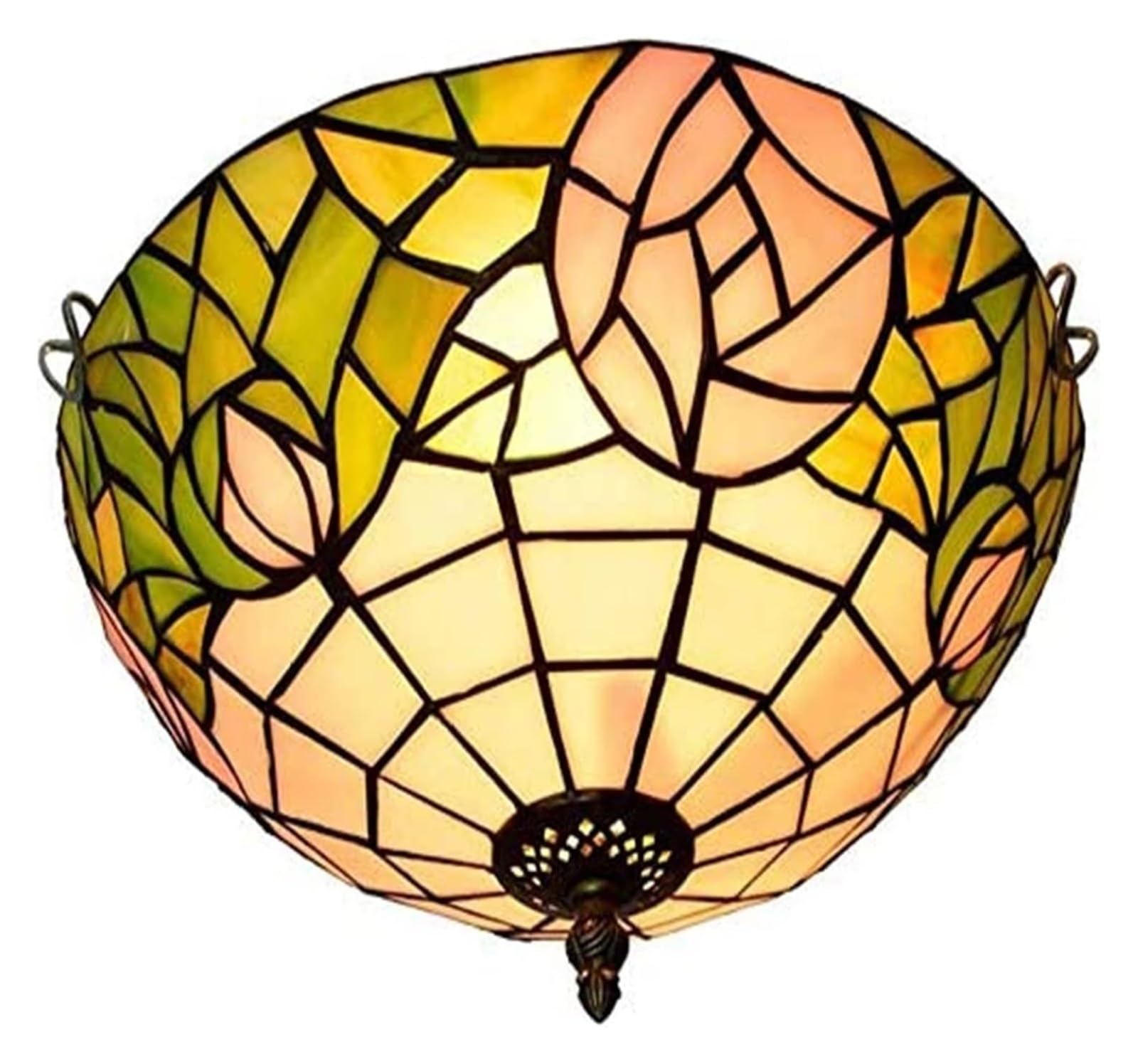 HJRegaFimu Ceiling Lamp Flush Mount Pastoral Stained Glass Shade Light Fixture Chandelier Night For Bal(b-b)