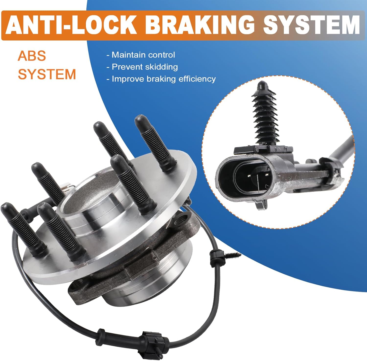 Front Wheel Hub Bearing Assembly 515053 2WD Only Set of 2 Compatible for Chevy Avalanche Express Suburban Tahoe 6 Lug W/ABS, K092GL006YX2KI2