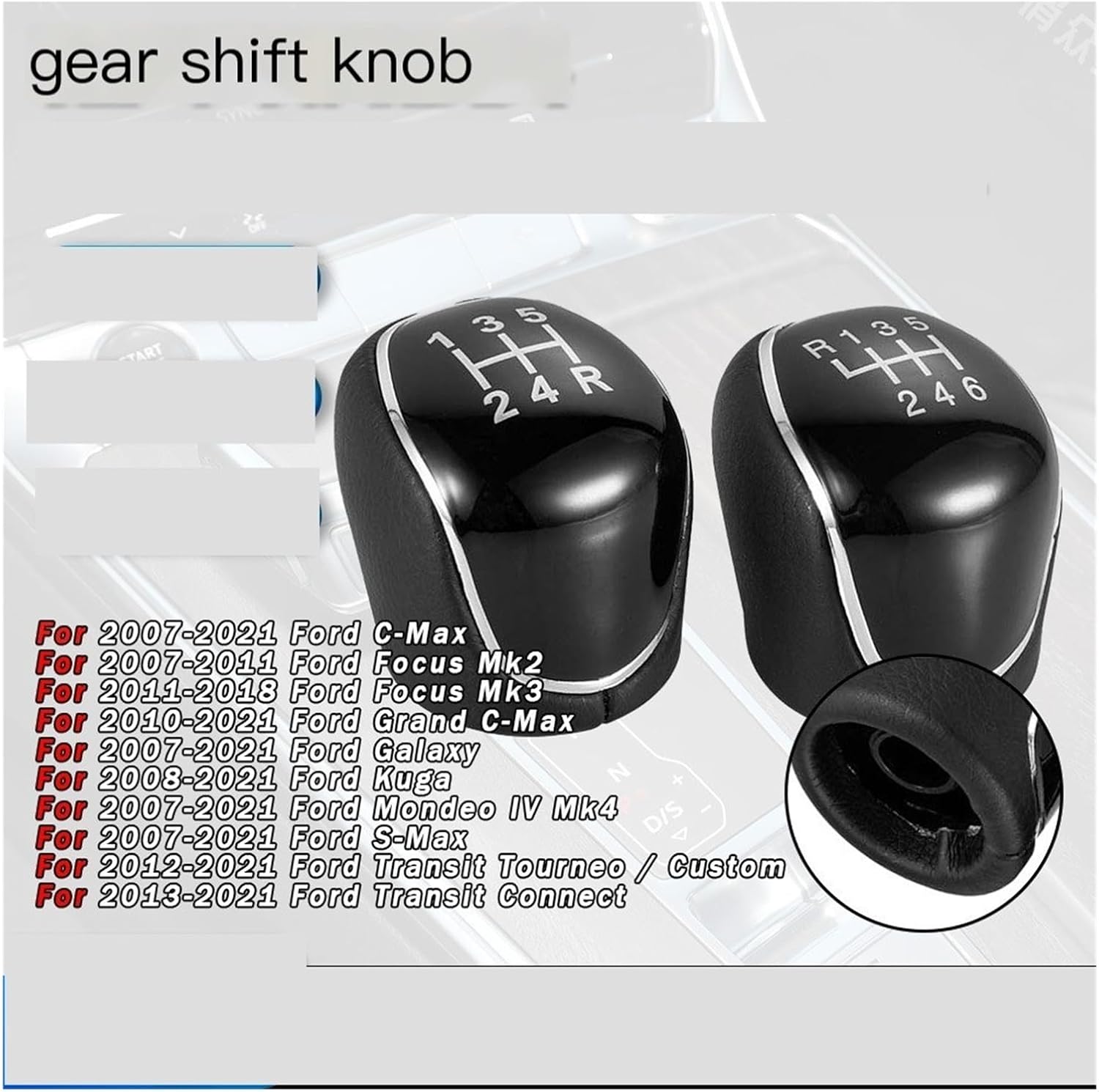 new suitable Fit For Ford M-ondeo shift handball gear head manual car accessories(6-speedRonbottomright)