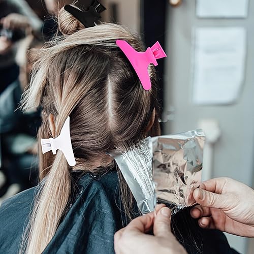 Vista 88 de Pinzas para el cabello para seccionar, paquete de 12 pinzas de mariposa negras y blancas, pinzas para el cabello Pro Salon para peinar, seccionar